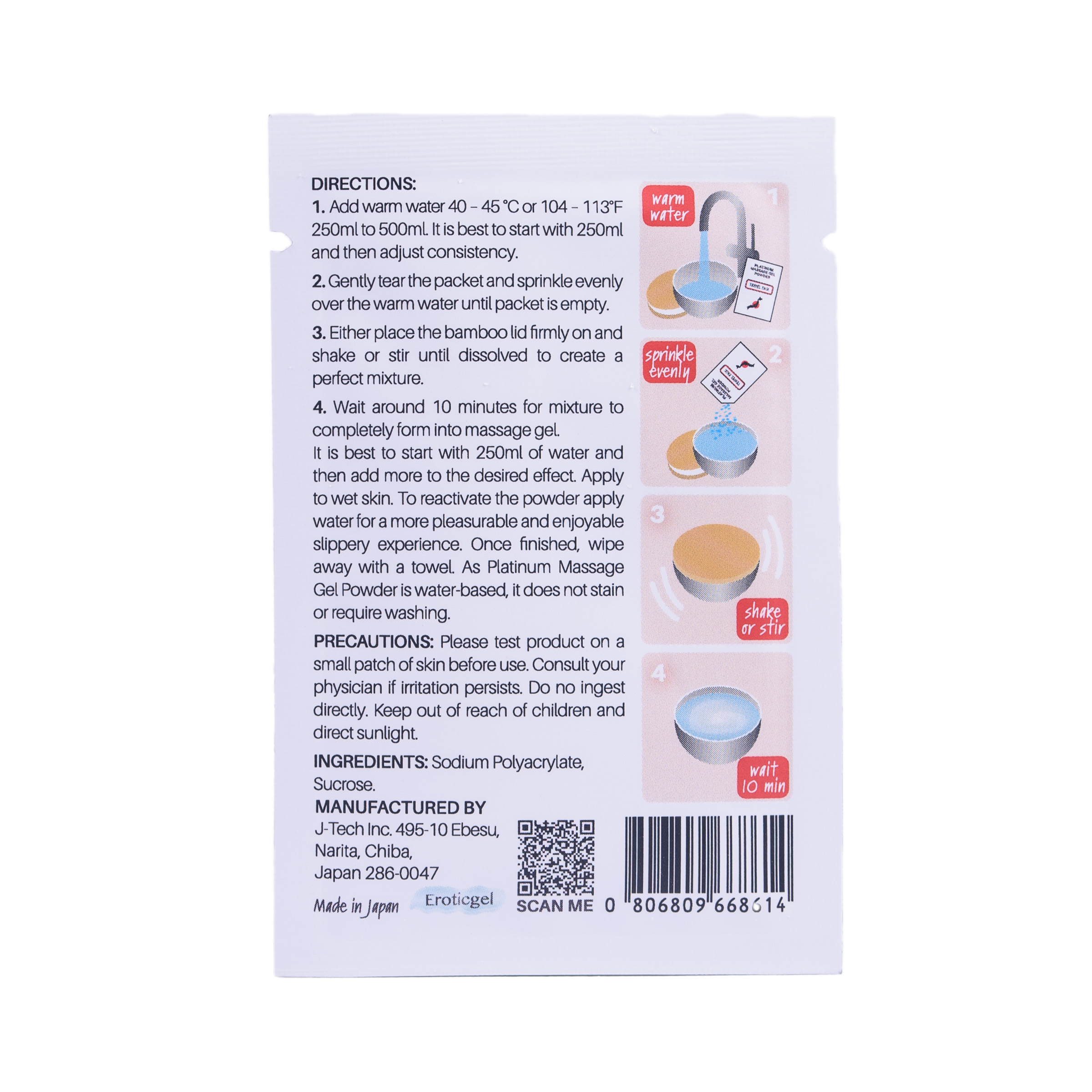 EROTICGEL «Platinum Massage Gel Powder» Travel Pack, japanisches Massagegel-Pulver aus natürlichen Inhaltsstoffen, 2x5g (11)